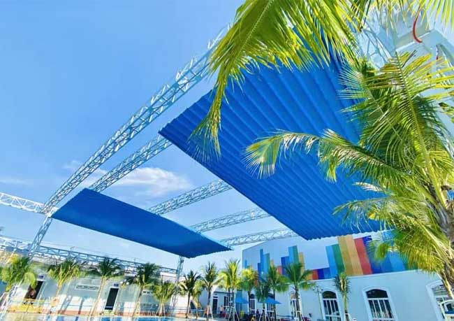 Mái Che Xếp Lượn Sóng Cho Hồ Bơi